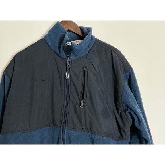 Columbia Jacket Men's Size XL Full Zip Denali Black Blue Collared Long Sleeve - Picture 3 of 6